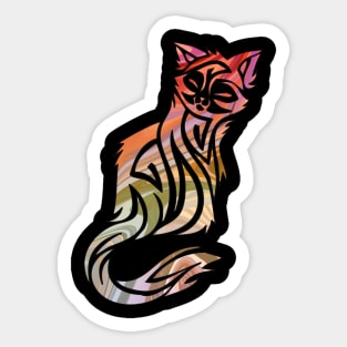 Ornate Abstract Cat Colorful Illustration Sticker